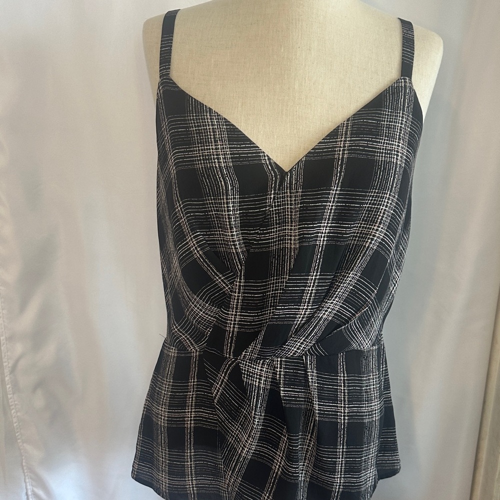 Black and White Plaid Sleeveless Top